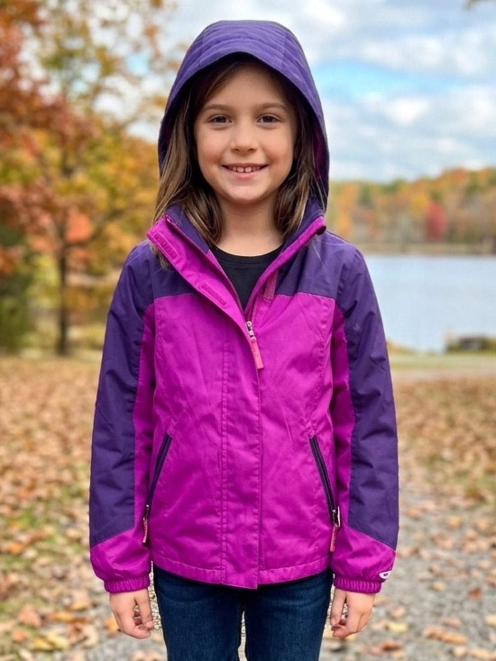 Champion Purple Hooded Colorblock Lightweight Jacket M